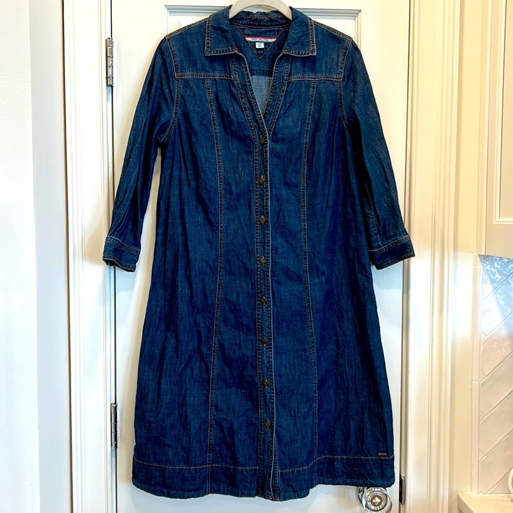 Tommy Hilfiger Jean Button Front Dress V Neck Coastal Cowgirl w/ Boots sz.S/P